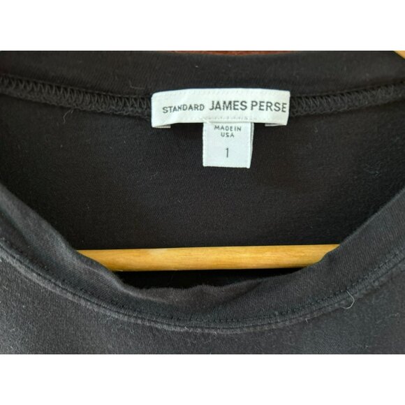 Standard James Perse Black Long Sleeve Crew Neck T-Shirt Size 1 Layering Staple - Picture 2 of 3